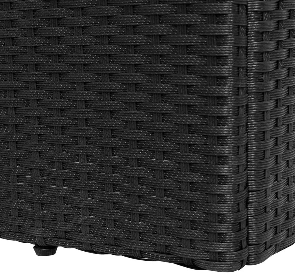 Fekete polyrattan napozóágy párnával