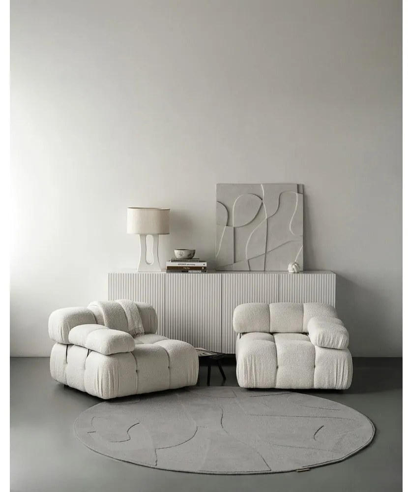 Szürke gyapjú kerek szőnyeg ø 200 cm Morphic Botanica – Agnella