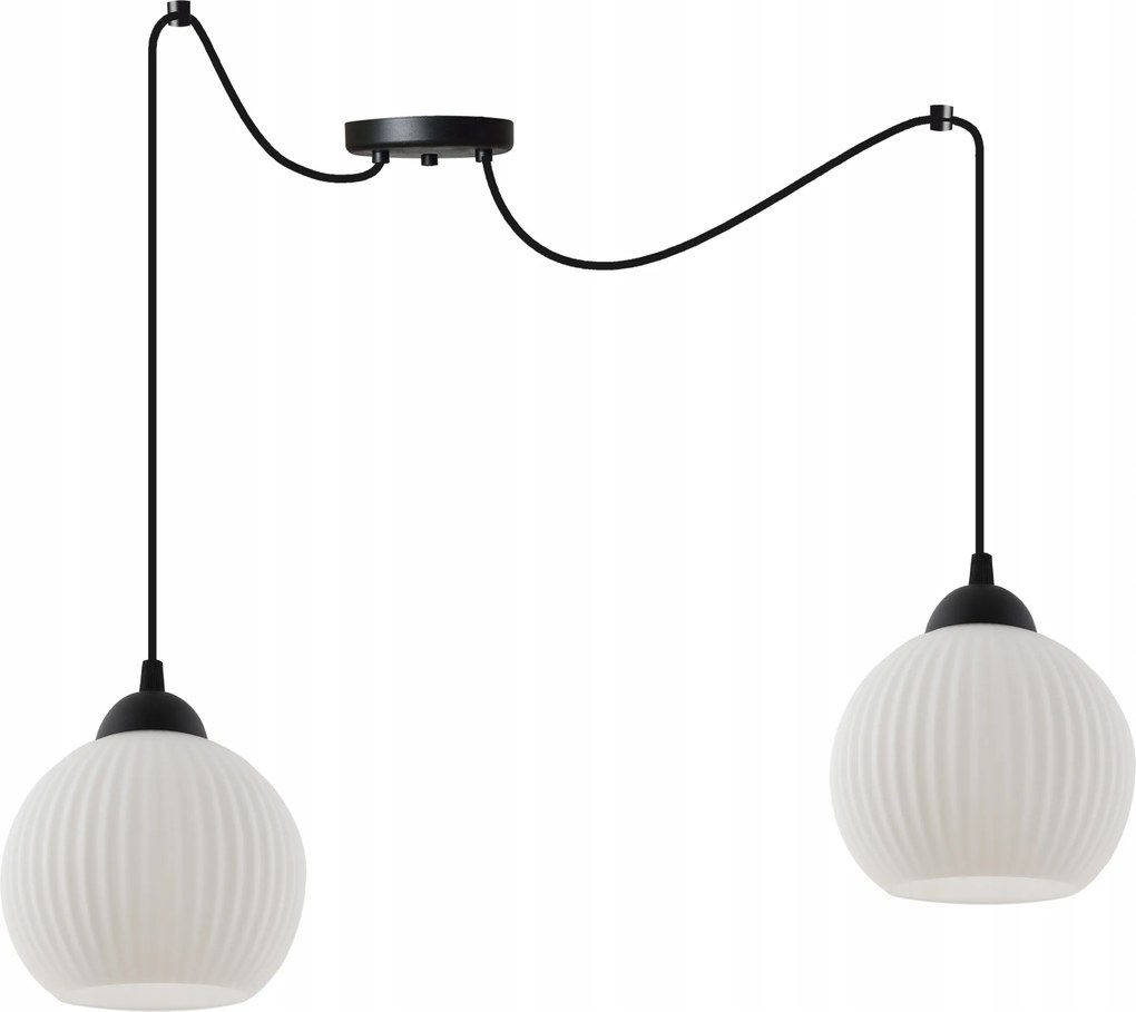 Mennyezeti Lámpa Függeszték Csillár Pók Loft Fekete 2 Db Lámpabúra Fehér Gömb E27