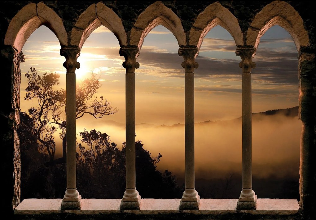 Flizelin fotótapéta Kőív kilátással a hegyekre Tájkép 250x175 +ragasztó