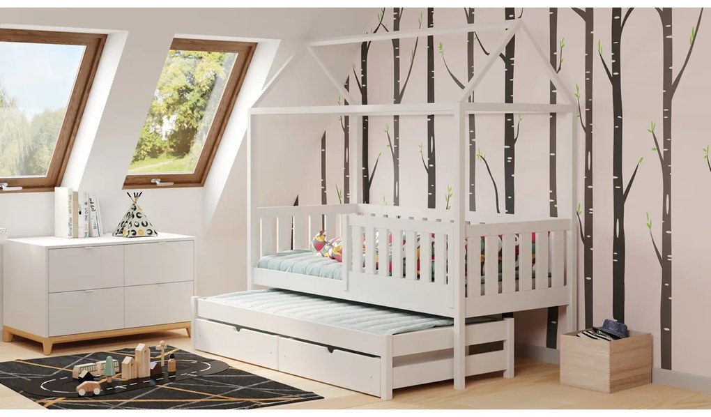 Nemos egyszintes gyerekágy, kihúzható - fehér / 90x200