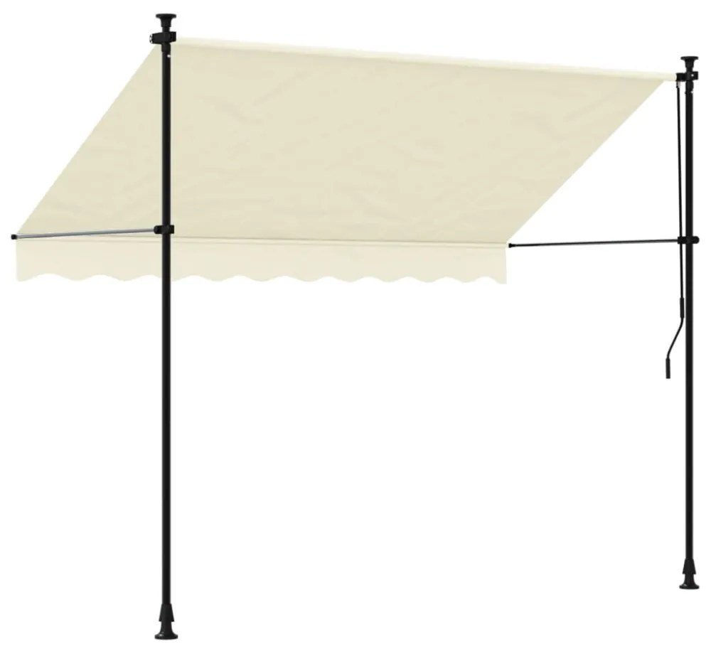 krémszínű szövet és acél feltekerhető napellenző 250 x 150 cm