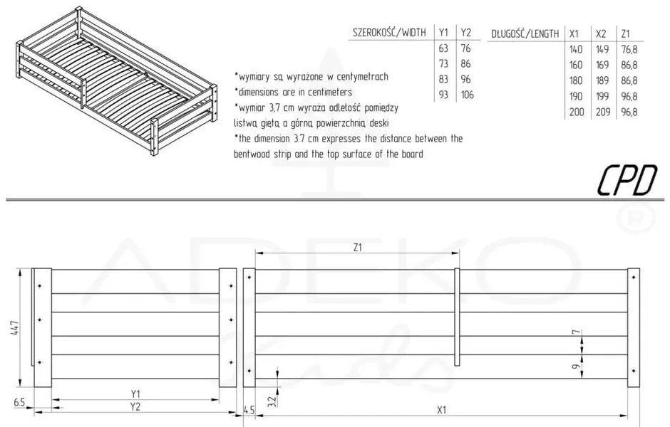 Natúr színű borovi fenyő gyerekágy 90x180 cm Mila CPD – Adeko