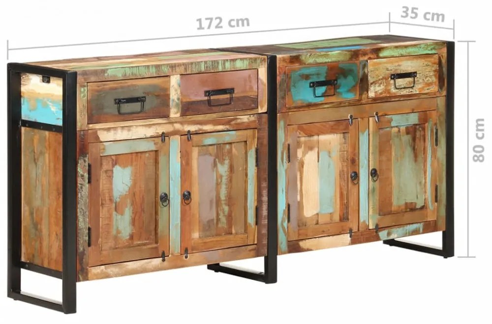 tömör újrahasznosított fa tálalószekrény 172 x 35 x 80 cm