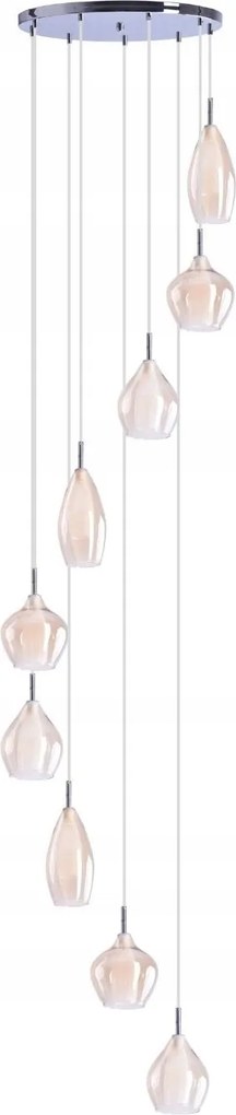 Lépcsőzetes túlnyúlás különböző formájú lámpaernyőkkel az Amber Milano 9 folyosóra