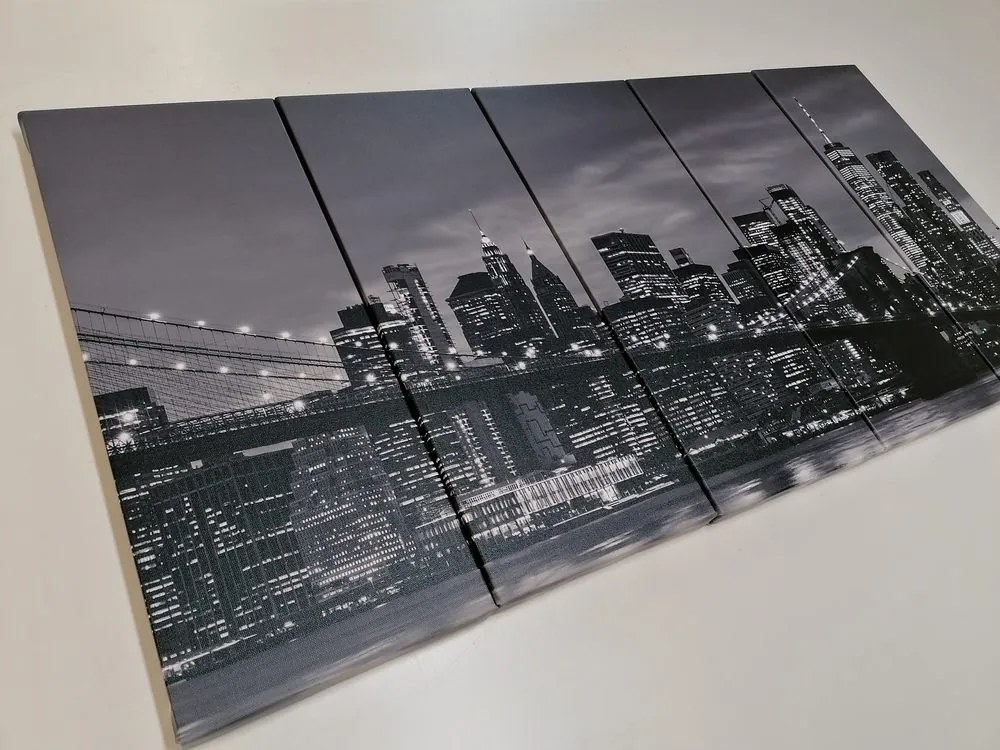 5-részes kép csodás Brooklyn híd fekete fehérben