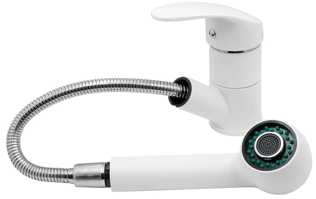 Gamma Atut, önálló mosogatócsaptelep kihúzható kifolyóval, matt fehér, GMA-BAT-WH