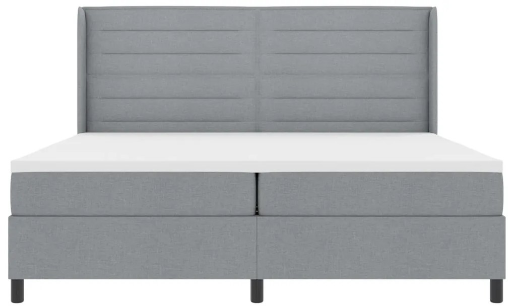 Boxspring Ágy Matrac &amp; LED Világosszürke 200x200 cm Szövet
