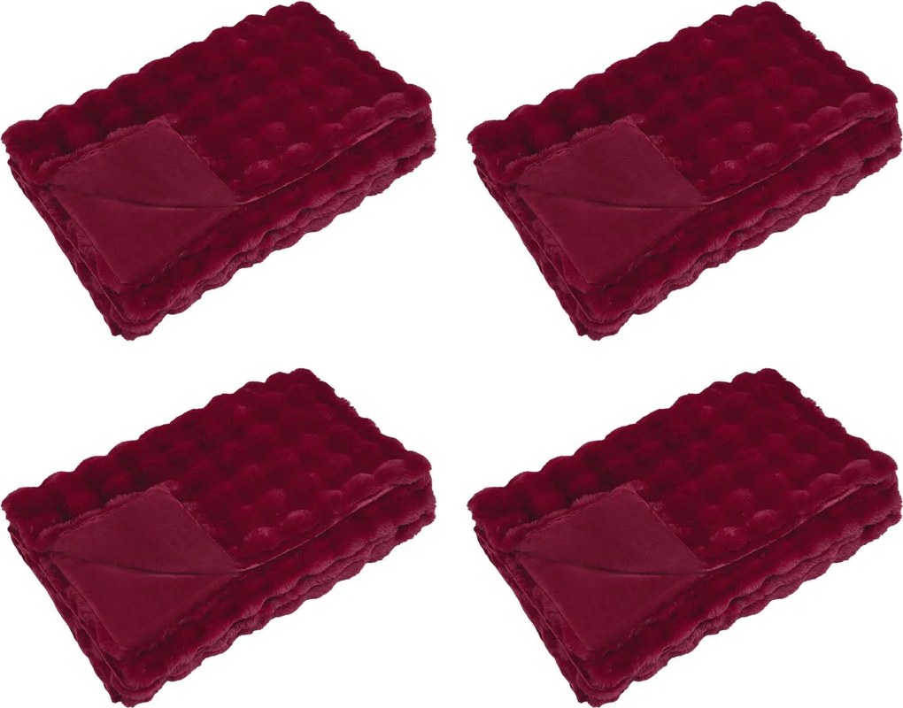 vidaXL Csúszásgátló műszőrme takaró Olite 4 pcs Bordeaux piros