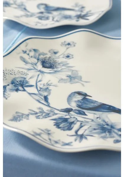 24 darabos étkészlet, fehér/kék, porcelán