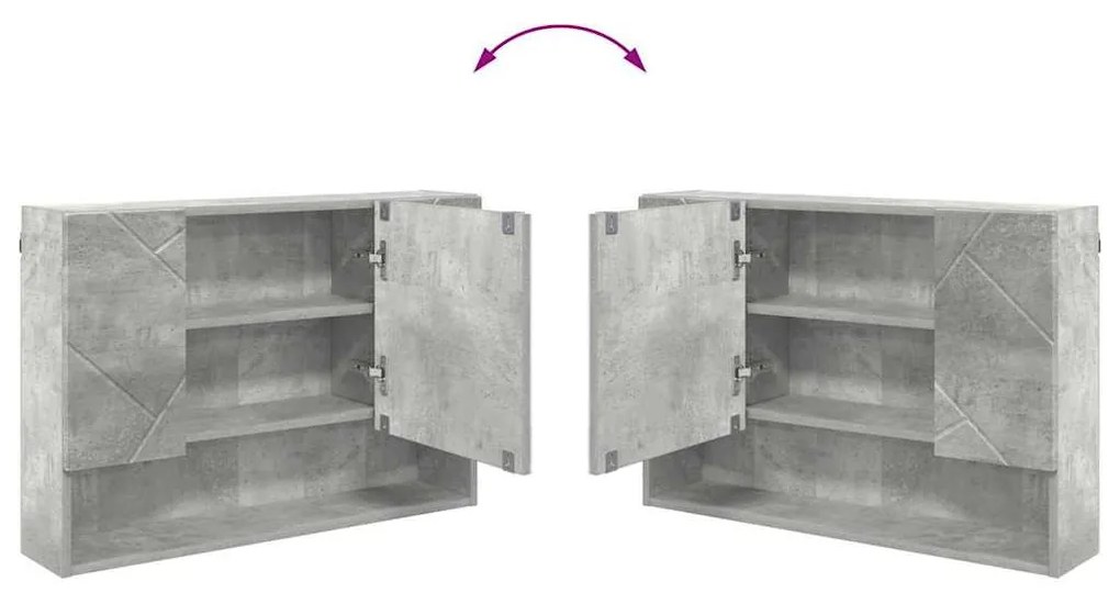 Fürdőszobai tükörszekrény Beton szürke 80 x 17 x 55 cm Faanyag