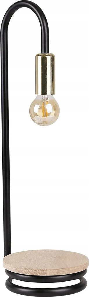 Éjjeli asztali lámpa fekete fém fa polccal 43 cm Candellux