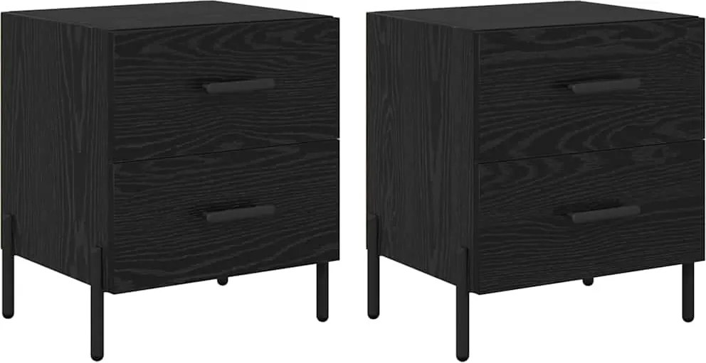vidaXL Éjjeliszekrény 2 pcs Fekete tölgy 40 x 35 x 47,5 cm Faanyag