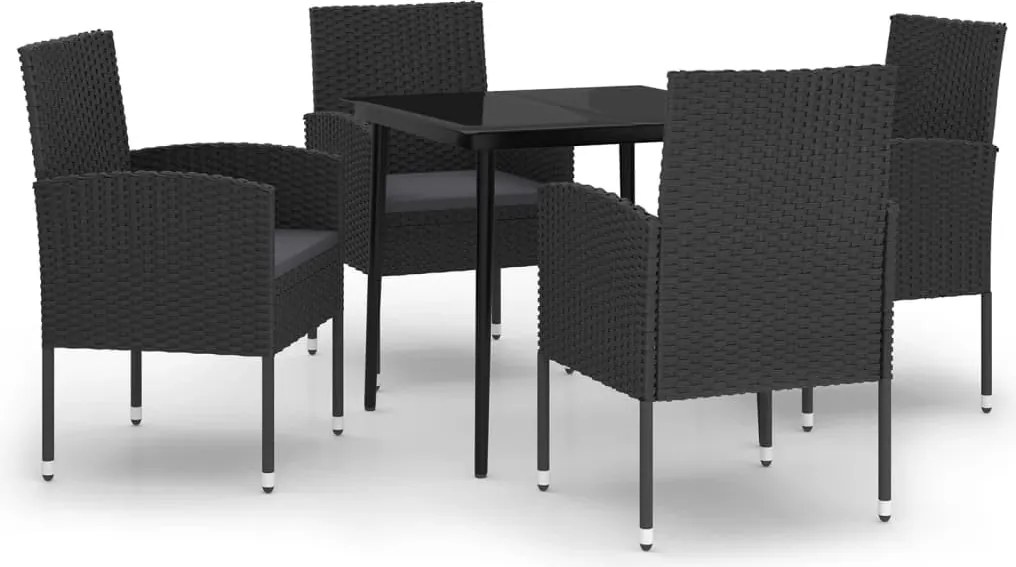 vidaXL 5 részes fekete kerti étkezőgarnitúra