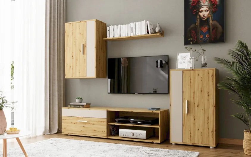 Benson 4 részes nappali szett kézműves tölgy, kasmír