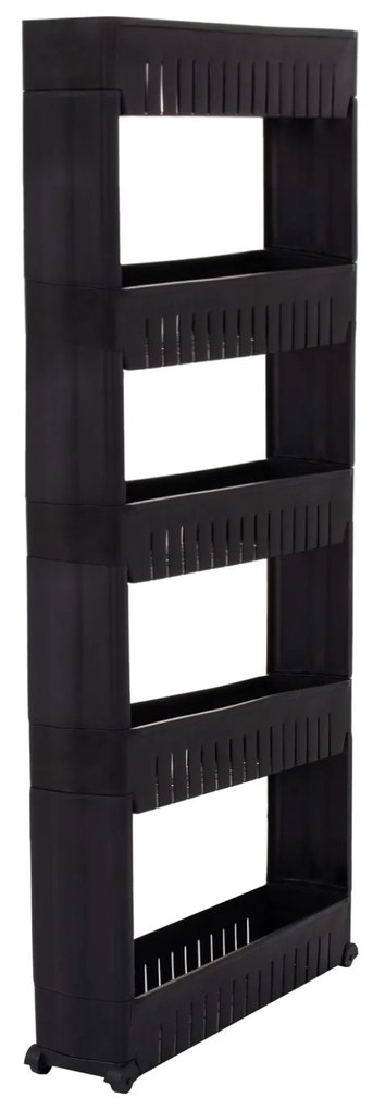 PreHouse Mobil fürdőszoba szekrény kerekeken 5 szintes - fekete