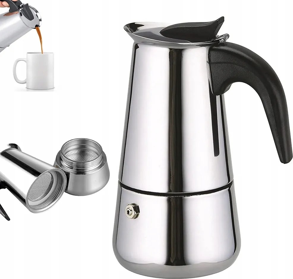 Kávéfőző Eszpresszó kávéfőző acél 300 ml 6 csésze Indukció