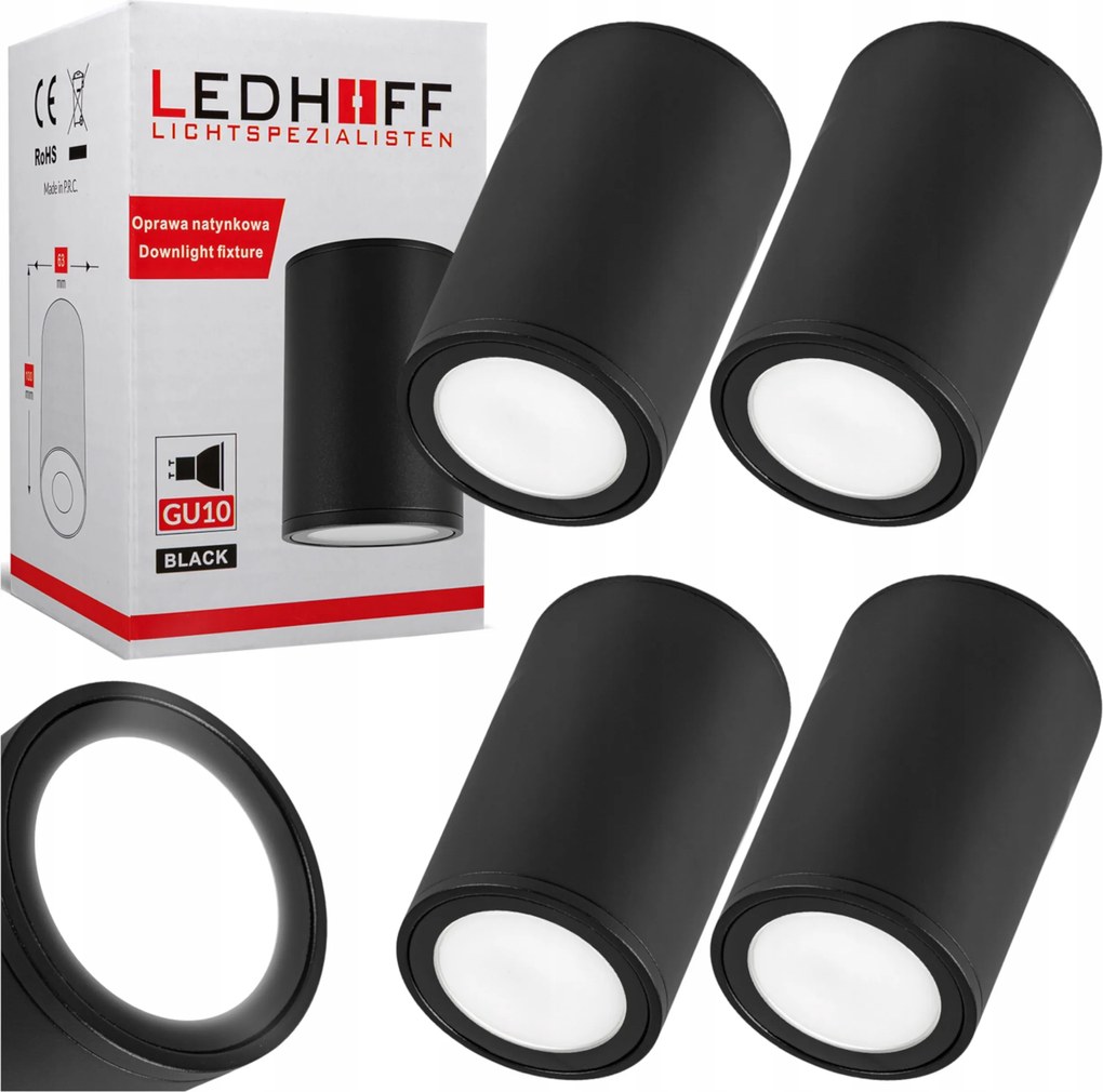 Falra szerelhető LED-es fürdőszobai halogén lámpatest Tuba GU10 mennyezeti kerek x4