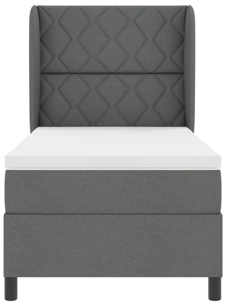 Boxspring Ágy Mattal Sötétszürkében - 100x200 cm Szövet