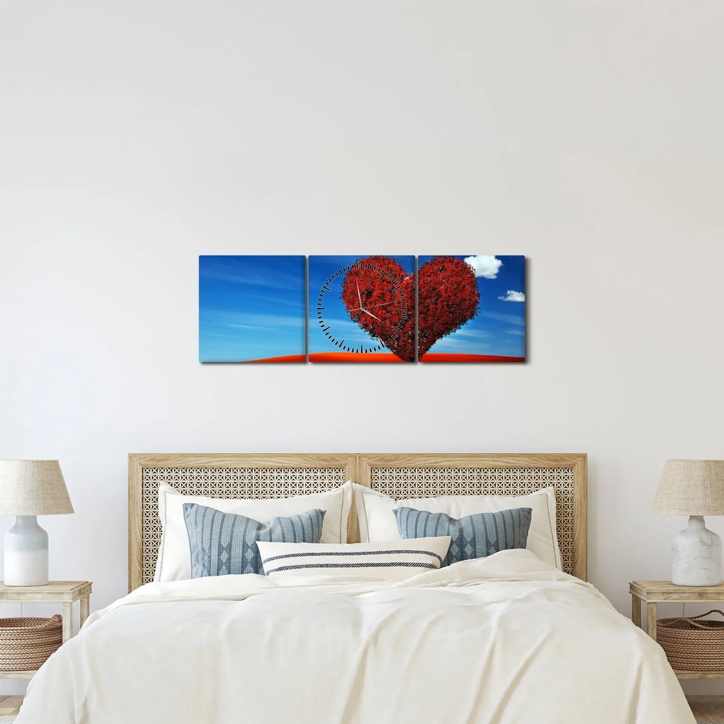 Kép - szív, fából (órával) (90x30 cm)