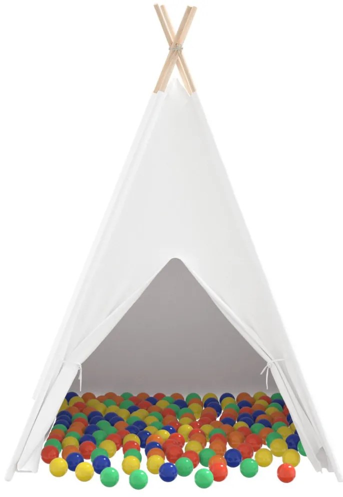 Gyermek Teepee Sátor Hordtáskával Őszibarack & Játék Labda Fehér