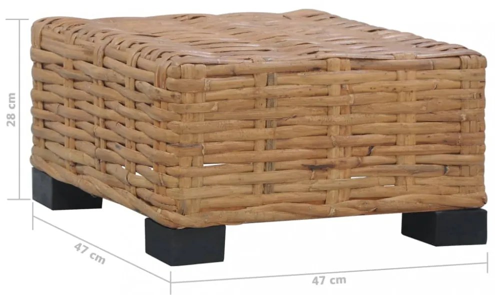 természetes rattan dohányzóasztal 47 x 47 x 28 cm