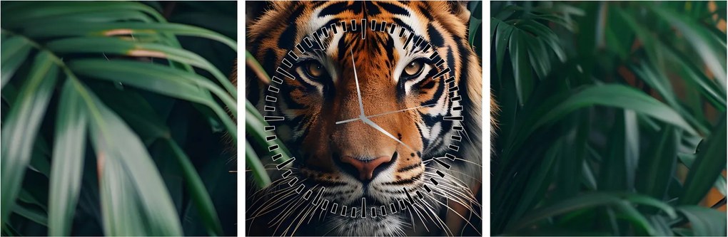 Kép - Egy tigris portréja a dzsungelben (órával) (90x30 cm)