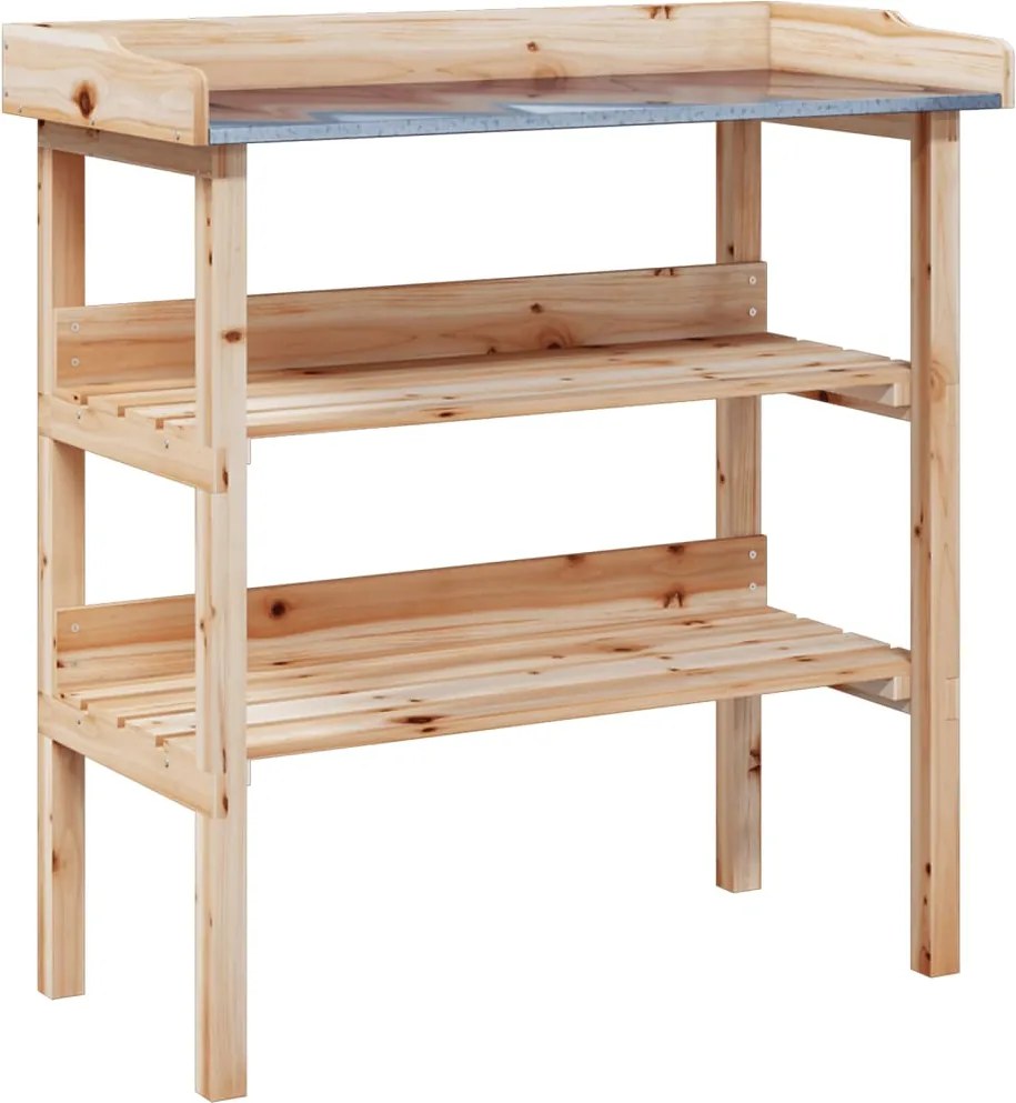 vidaXL tömör fenyőfa növénytartó asztal polcokkal 78x38x82,5 cm