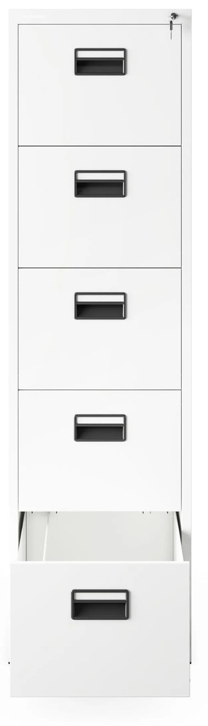 Fém irattartó szekrény, 5 fiókos SARA V5, 460 x 1630 x 620 mm, fehér