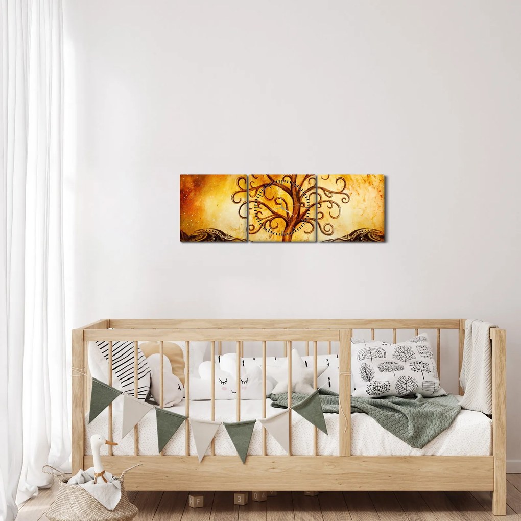 Természetes absztrakt kép fáról (órával) (90x30 cm)