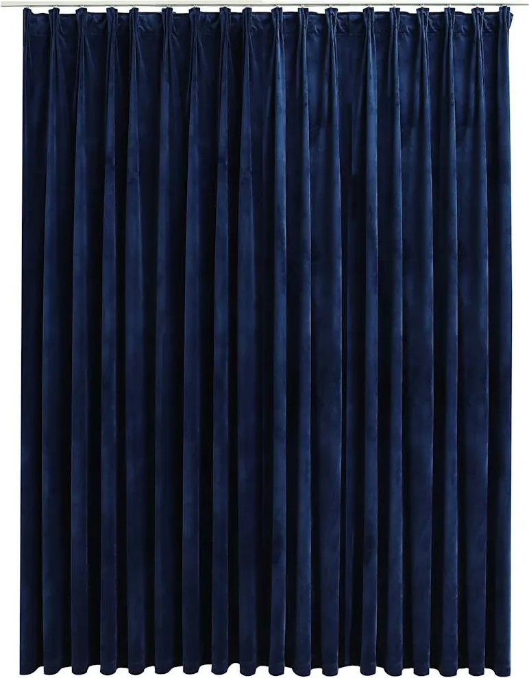 vidaXL sötétkék bársony sötétítőfüggöny kampókkal 290 x 245 cm