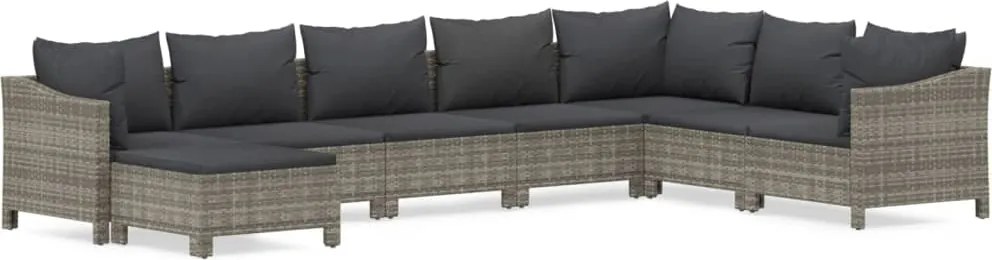 vidaXL 8 részes szürke polyrattan kerti ülőgarnitúra párnákkal