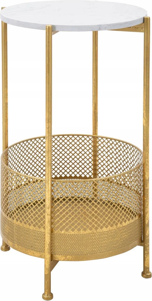 Dohányzóasztal kosárral, arany kerettel, Ø 35 cm