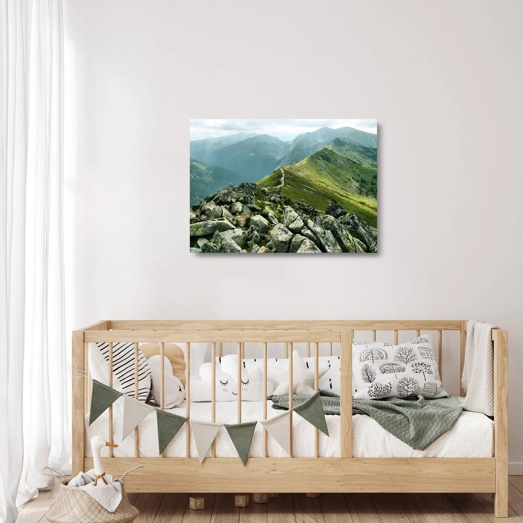 Üveg kép - Hegyi táj (70x50 cm)