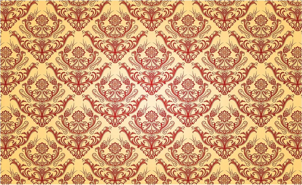 Fotótapéta flizelina Damask piros-bézs növényi dísz 250x175 +ragasztó