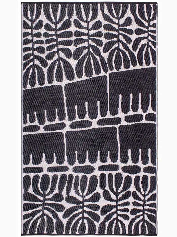 Serowe Black fekete kétoldalas kültéri szőnyeg újrahasznosított műanyagból, 150 x 240 cm - Fab Hab