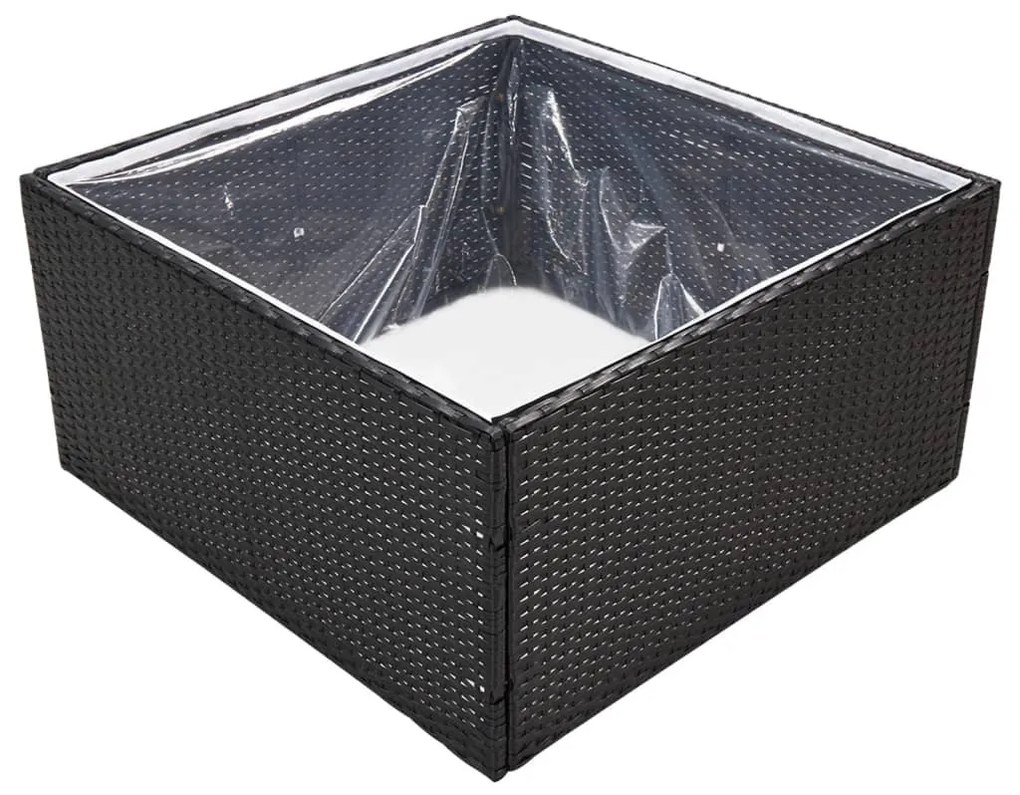 Fekete polyrattan kerti ültetőláda 80 x 80 x 40 cm