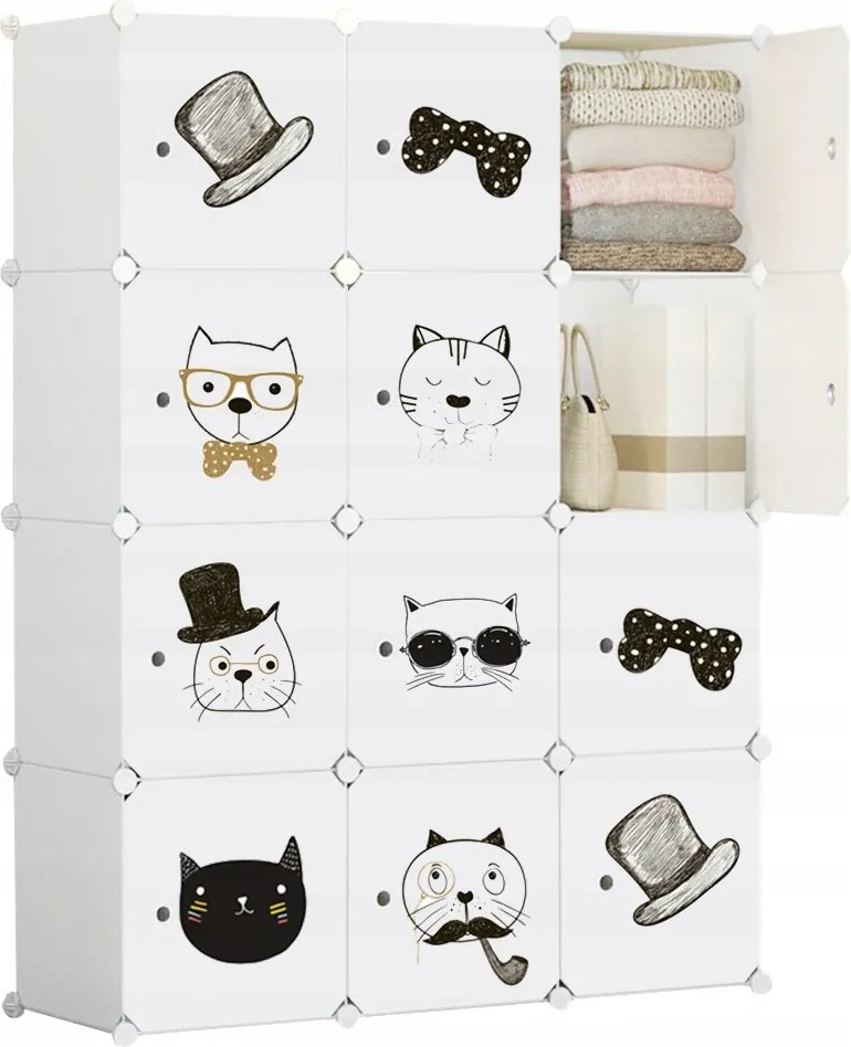 Moduláris Szekrény Gyerekeknek Mese XXL Könyvespolc Színes Cica