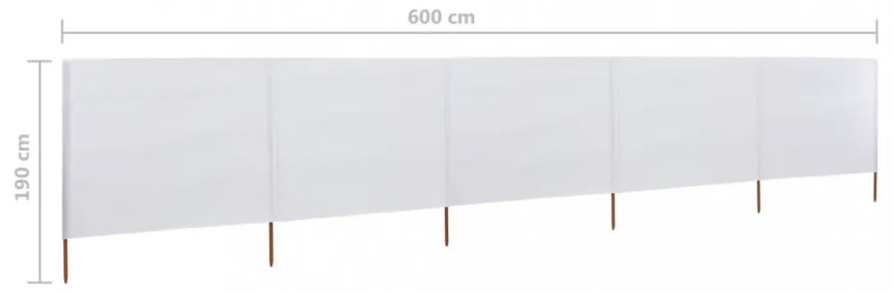 homokfehér 5 paneles szövet szélfogó 600 x 160 cm
