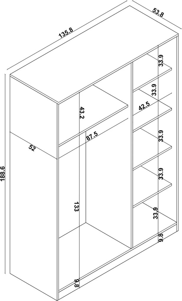 Loren gardróbszekrény, 135,8 cm – TR350MWD1189