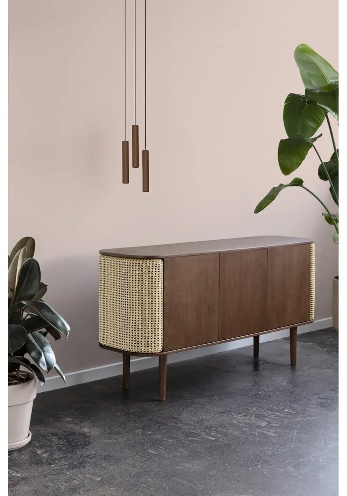 Barna-bézs alacsony komód tölgyfa dekorral 150x75 cm Treasures – UMAGE