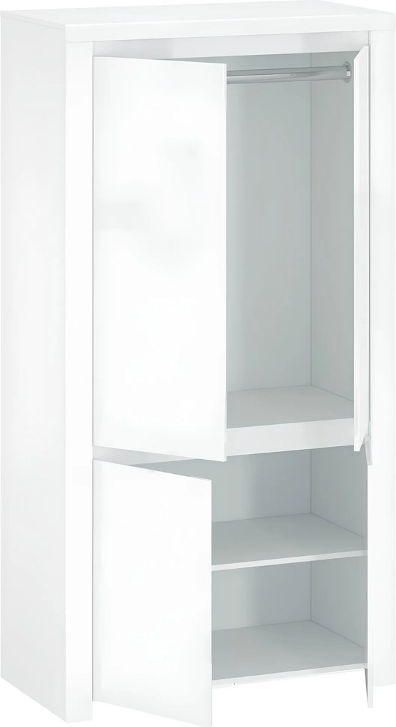 Szekrény 4D, fehér fényes, LINDY