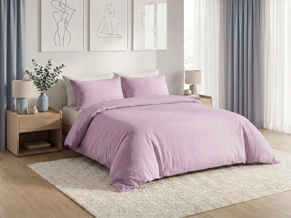 Pamut ágynemű CALMORA világos lila Ágyneműhuzat mérete: 2 db 70 x 90 cm | 200 x 200 cm