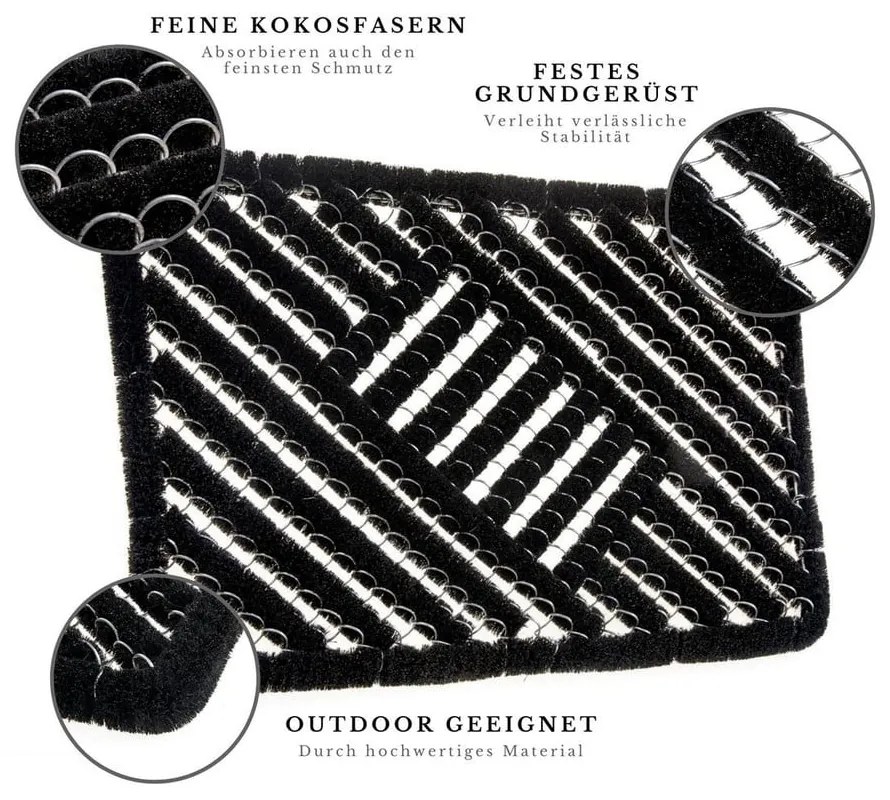 Kókuszrost lábtörlő 45x75 cm Coco Black – Hanse Home
