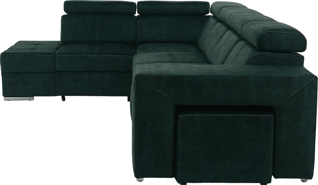 Ülőgarnitúra, smaragdzöld, balos, MALAGA BIG