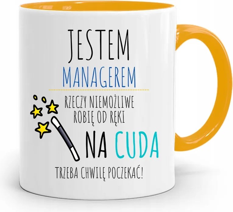 Menedzser Bögre Sárga Ajándék fényképes nyomtatással