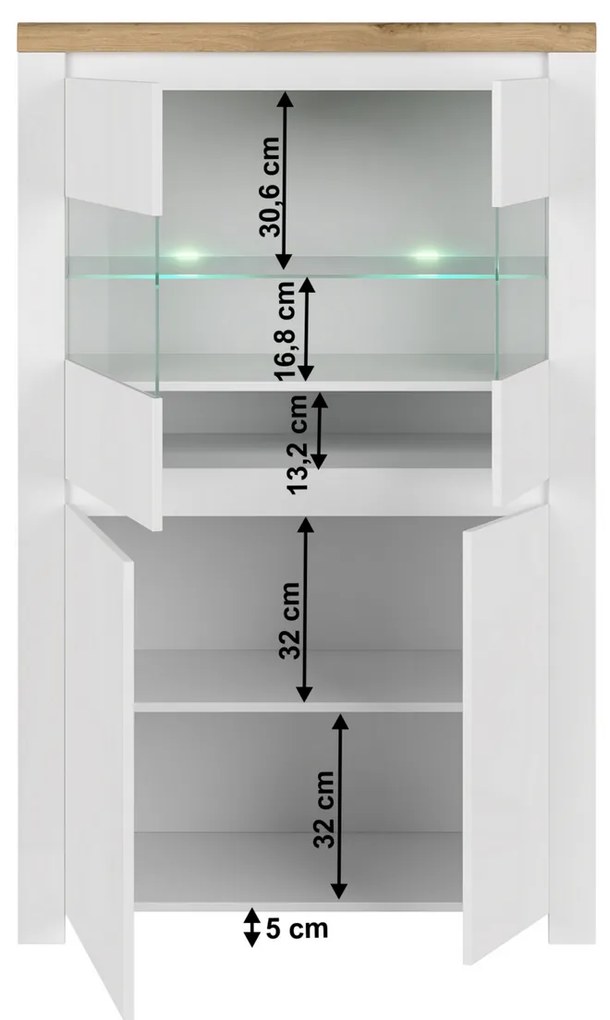 VILGO 2D2W szekrény, fényes fehér