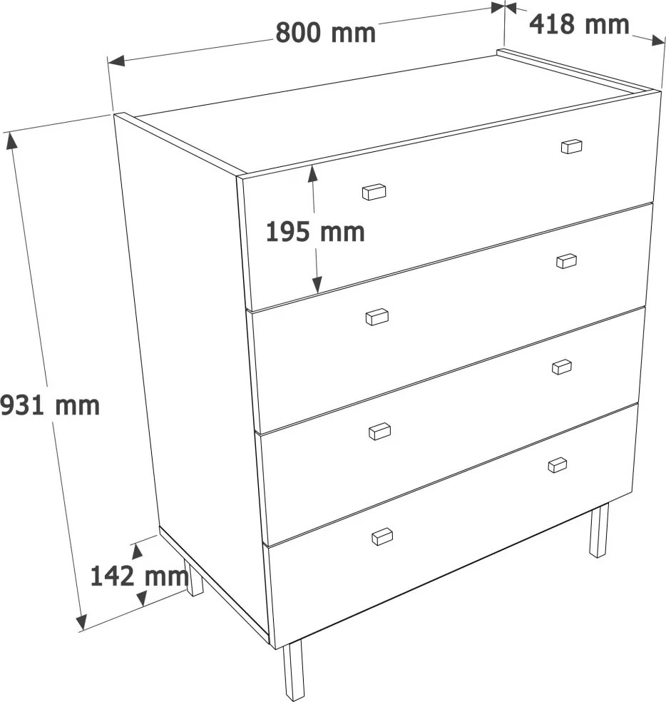 Luke komód, 80 cm – LK6-W