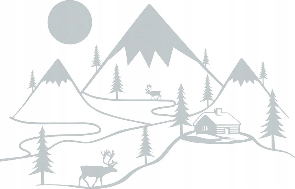 Fotótapéta Hegyek Szarvasok Tél Minimalizmus Skandináv 368x254 +ragasztó