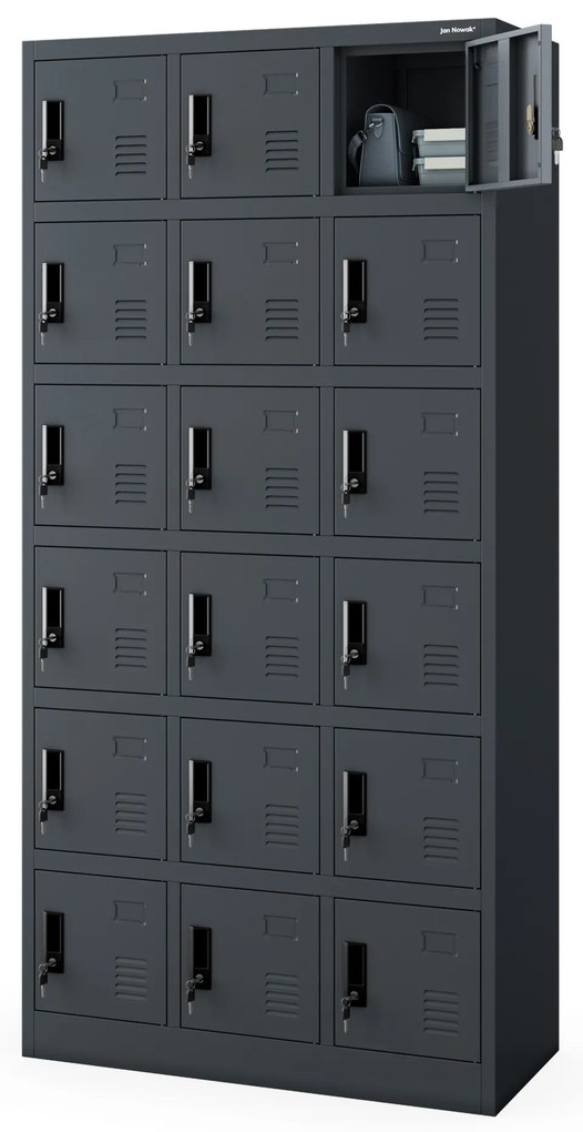 KAROL többrekeszes szociális szekrény, 900 x 1850 x 400 mm, antracitszürke